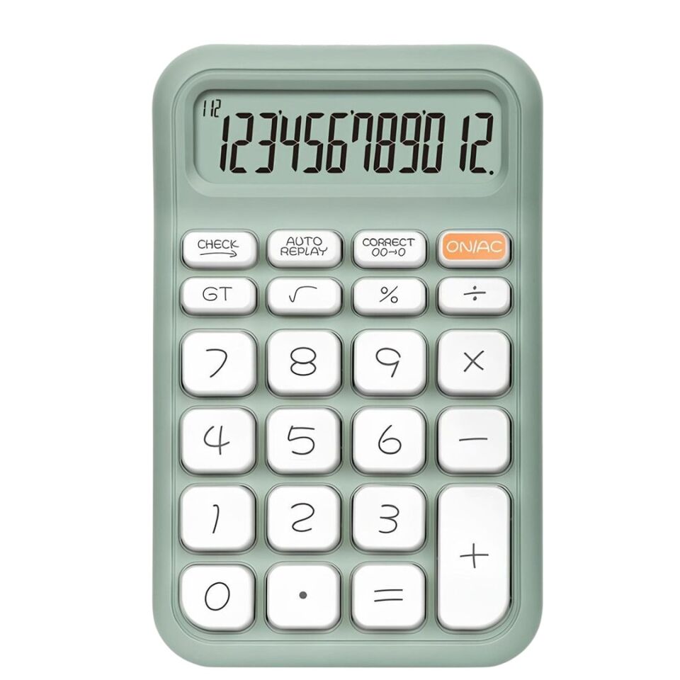 Ayt Powermaster Pm-25410 Yeşil Renk Beyaz Tuş 12 Haneli Hesap Makinesi 150x90mm