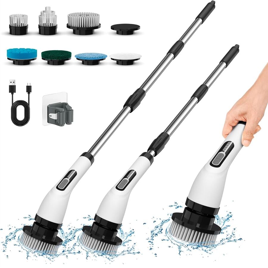 Sunup SN-26239 9'U 1 Arada Çok Amaçlı Kablosuz Şarjlı Temizlik Fırçası IP67 Yıkanabilir Başlık