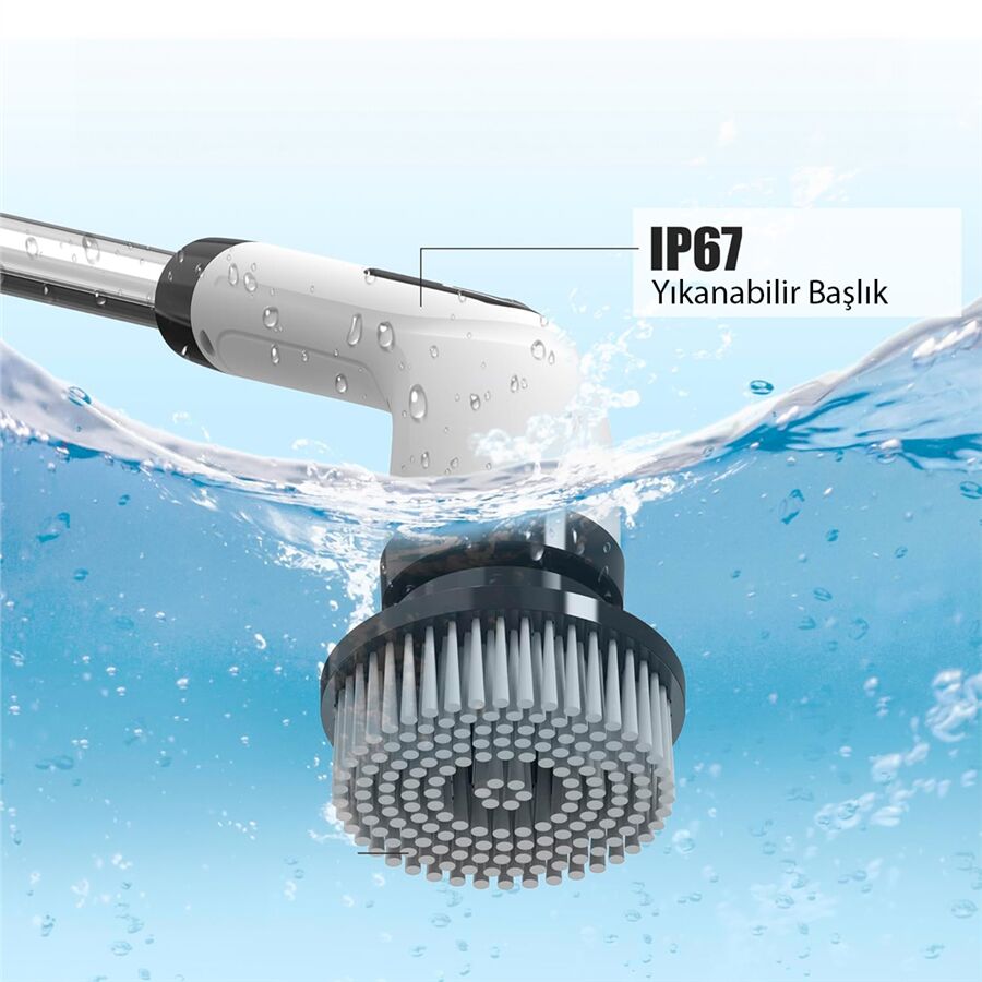 Sunup SN-26239 9'U 1 Arada Çok Amaçlı Kablosuz Şarjlı Temizlik Fırçası IP67 Yıkanabilir Başlık