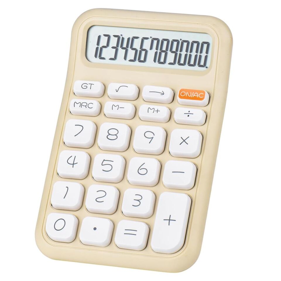 Ayt Powermaster Pm-25408 Krem Renk Beyaz Tuş 12 Haneli Hesap Makinesi 150x90mm