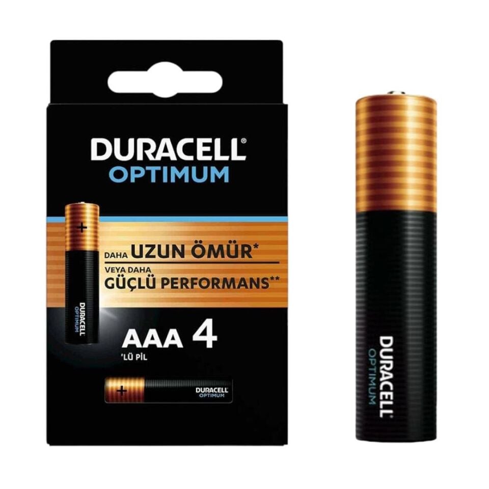 Duracell Optimum 1.5 Volt Alkalin AAA 4’Lü İnce Kalem Pil MX2400