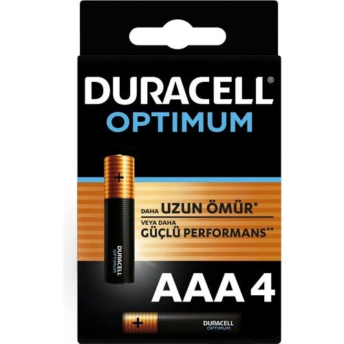 Duracell Optimum 1.5 Volt Alkalin AAA 4’Lü İnce Kalem Pil MX2400
