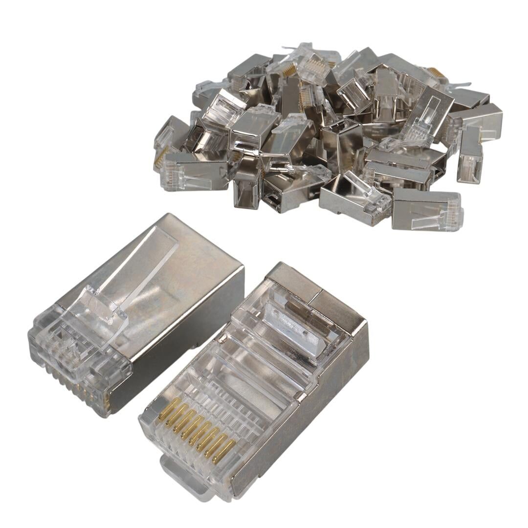 Powermaster Pm-2334 Metal RJ45 Cat5 İnternet Jack Metal Uç 8P 8C 100 Lü Paket Ethernet Soketi