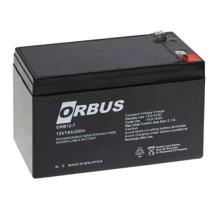 Ayt Orbus ORB12-7 12 Volt 7 Amper Kuru Tip Akü 150x65x90mm Yeni Tarihli Taze Akü