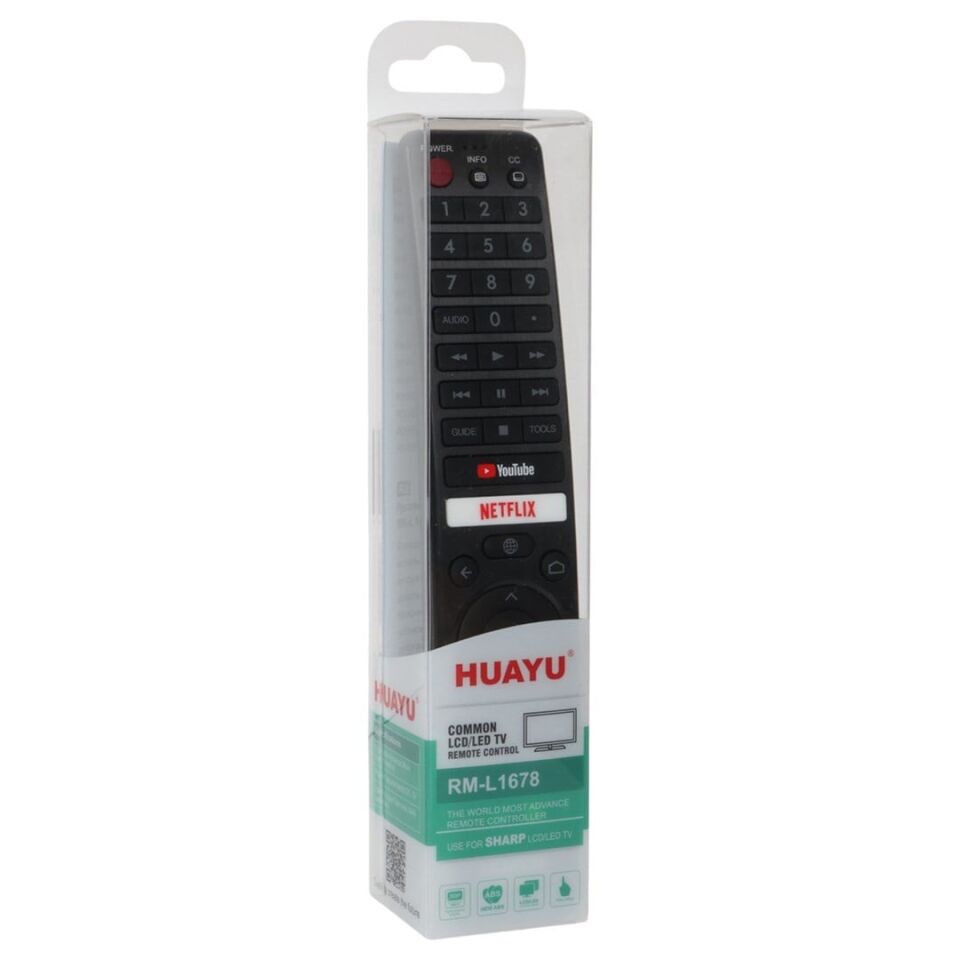 Huayu RM-L1678 Sharp Netflix-Youtube Tuşlu Lcd-Led Tv Kumanda Televizyon Kumandası