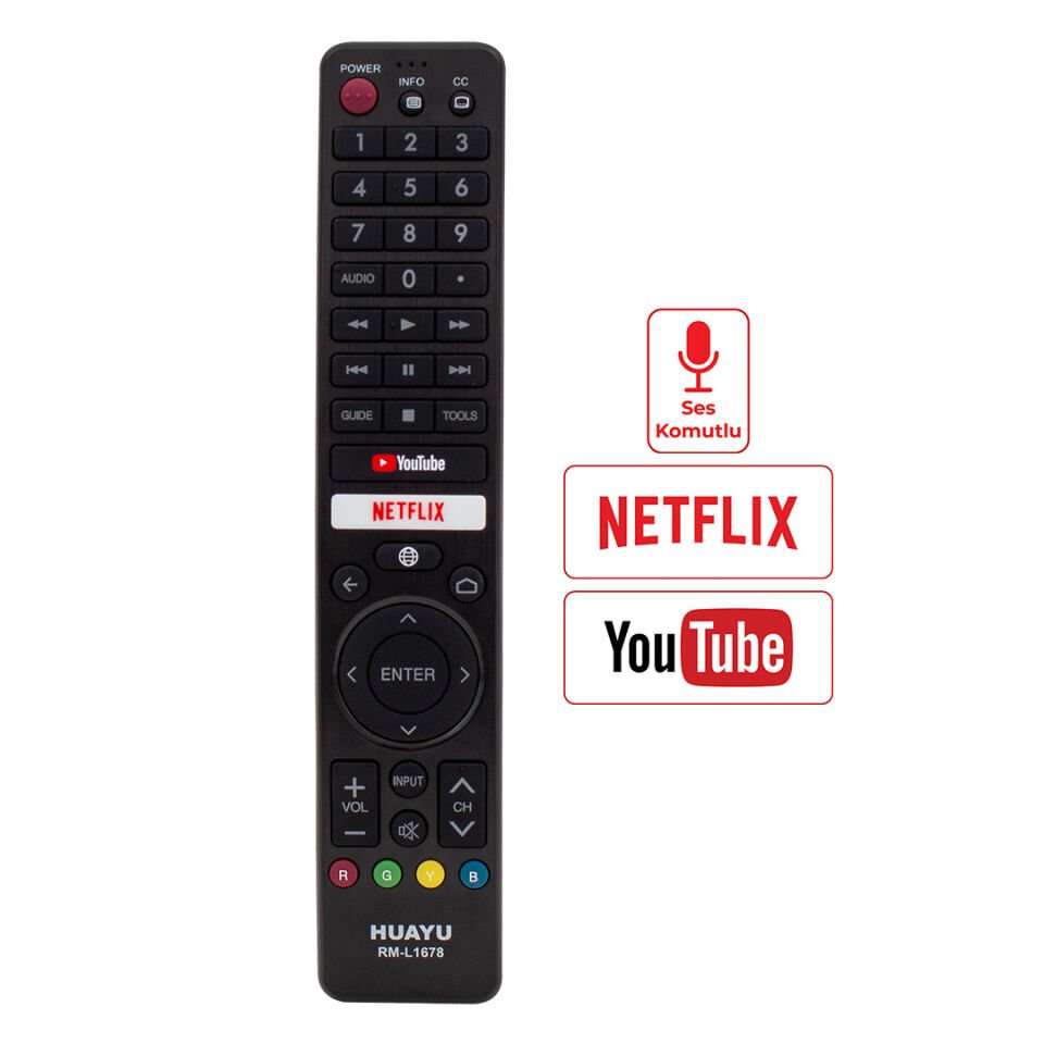 Huayu RM-L1678 Sharp Netflix-Youtube Tuşlu Lcd-Led Tv Kumanda Televizyon Kumandası