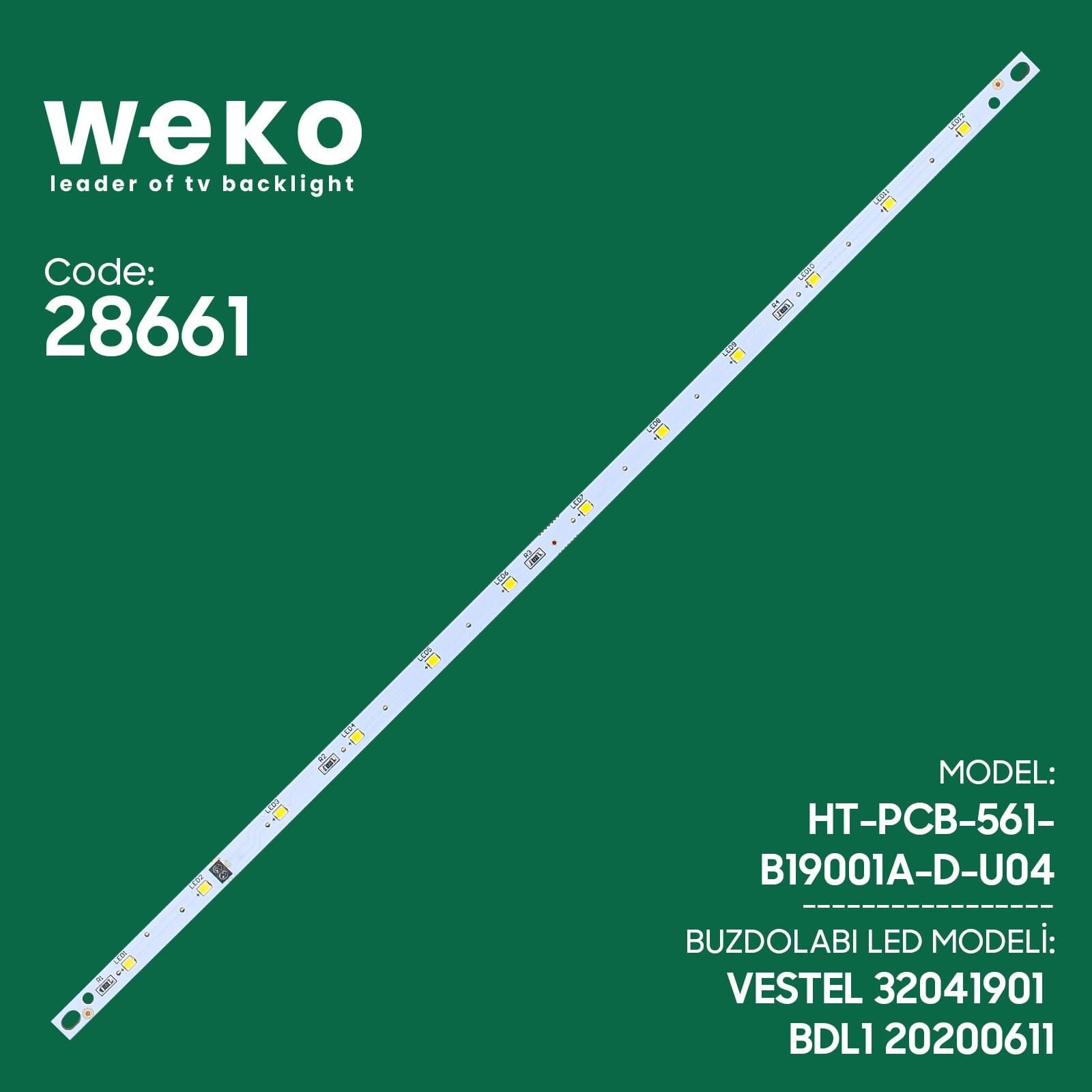Weko BDL1 Vestel Uyumlu Buzdolabı İç Aydınlatma LED Kartı 12 Çipli Yüksek Verimli