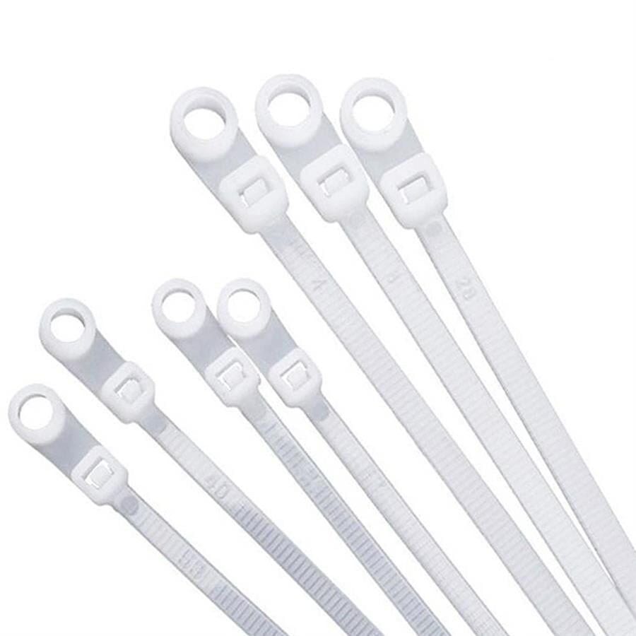 Ayt Powermaster Pm-26331 Delikli Beyaz Kablo Bağı 3.6x200 mm 100 Lü Paket Kablo Klips Klemens Cırt