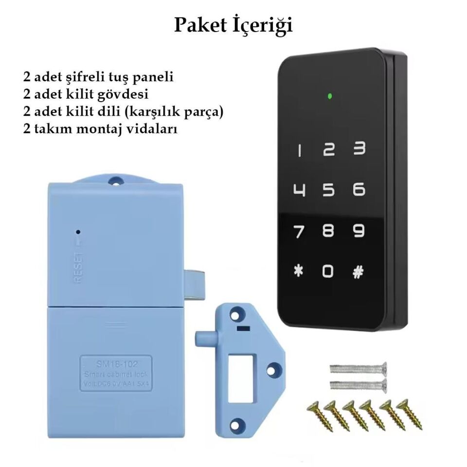 Ayt Powermaster PM-26728 RFID Ve Tuş Panelli Dijital Elektronik Kapı Dolap Kilidi 2'li Paket Şifrematik