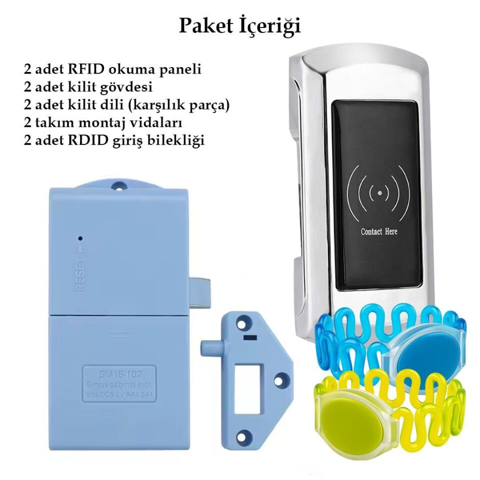 Ayt Powermaster PM-26727 125Khz RFID Dijital Çekmece Dolap Kilidi 2'li Paket Çipli Taglı Okut Aç Kilit