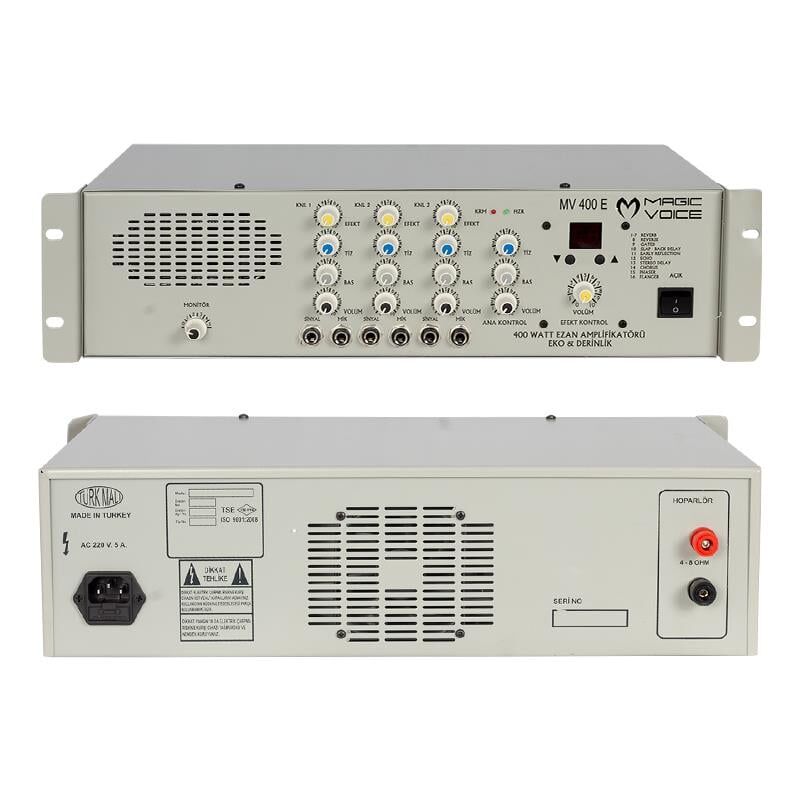 Ayt Magicvoice MV-400EF 400 Watt 3 Mikrofon Girişli Trafosuz Anfi Okul Cami Tipi Ses Sistemi Amfisi