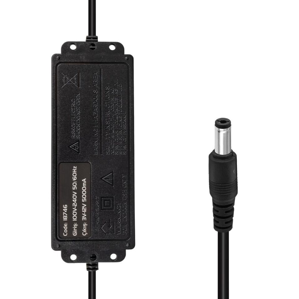 Powermaster PM-18746 3 Volt - 12 Volt - 5 Amper Çok Uçlu Ayarlı Kademeli Adaptör