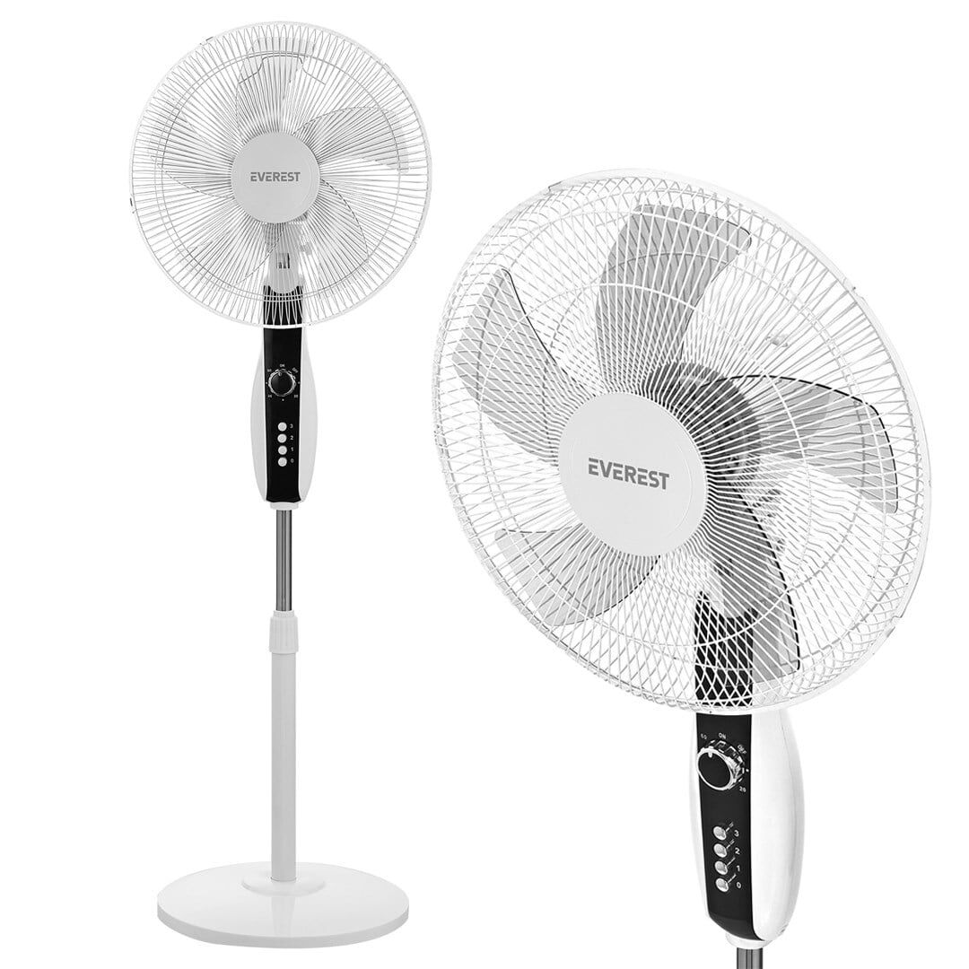 Everest FAN11 Cool Air 16'' 50 Watt 5 Pervaneli 3 Kademe 1200RPM Zaman Ayarlı Vantilatör - Beyaz