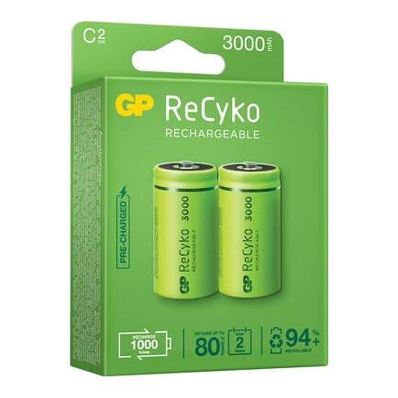 Gp Recyko 3000 mA Ni-Mh 1.2V Büyük C Boy Şarjlı 2’li Pil GP300CHCBMTR-2EB2