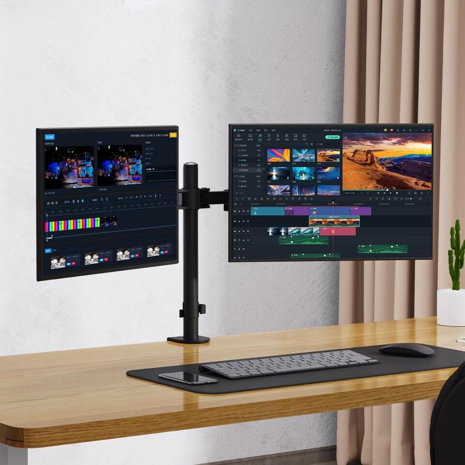 Powermaster PM-052 13-27 İnç Mekanik Çift Kol Lcd Led Gaming Monitör Pc Bilgisayar Tutucu Masa Stand Askı Aparatı
