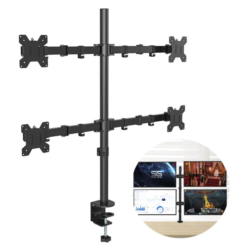 Powermaster PM-054 13-27 İnç Dörtlü Quad Mekanik Lcd Led Gaming Pc Monitör Tutucu Masa Stand Askı Aparatı