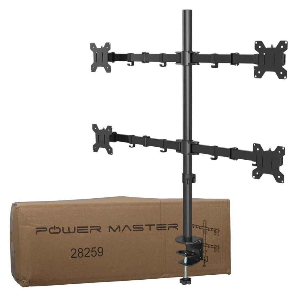 Powermaster PM-054 13-27 İnç Dörtlü Quad Mekanik Lcd Led Gaming Pc Monitör Tutucu Masa Stand Askı Aparatı