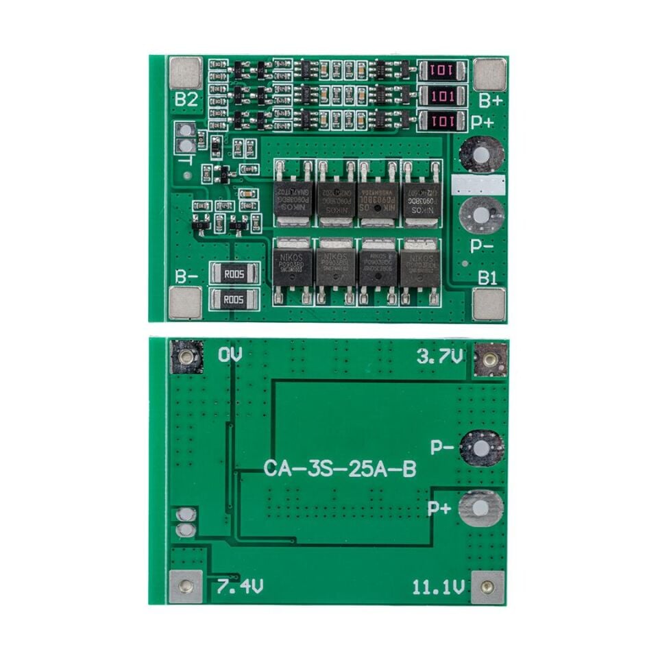 Ayt Weko Bms-24227 3S 25A Bms Lityum Batarya Şarj Modülü 57x45x3.5 Mm Şarj Deşarj Kısa Devre Koruyucu
