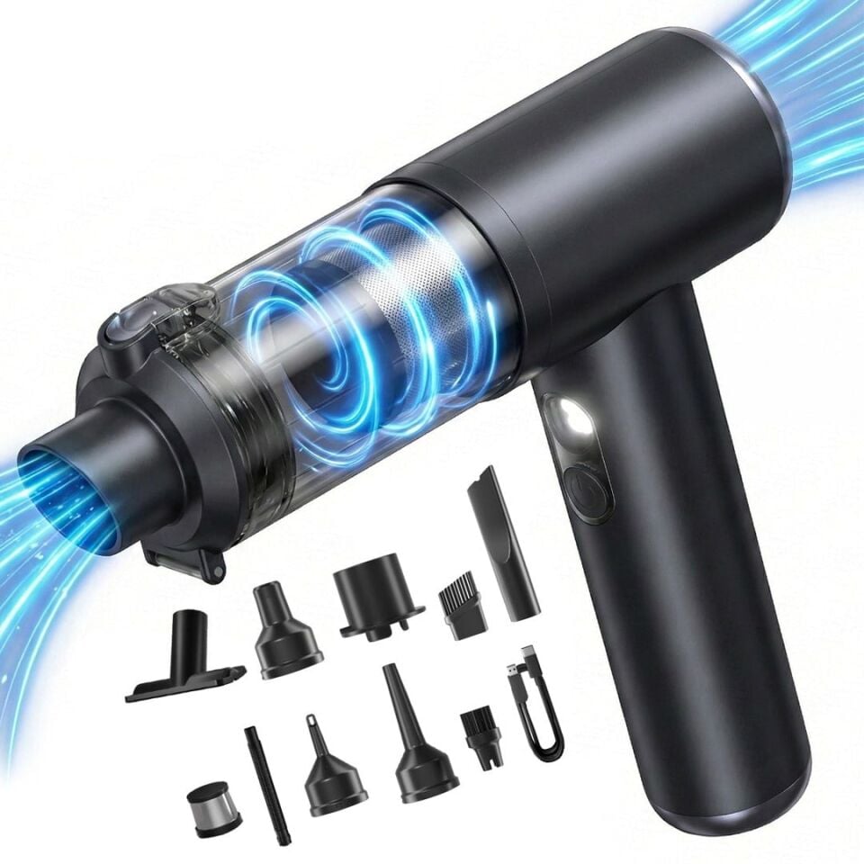 Snapron SNV-3001 100W 17000PA Şarjlı Mini Araç Ve Ev Süpürgesi + EVA Taşıma Çantalı Çok Fonksiyonlu Set
