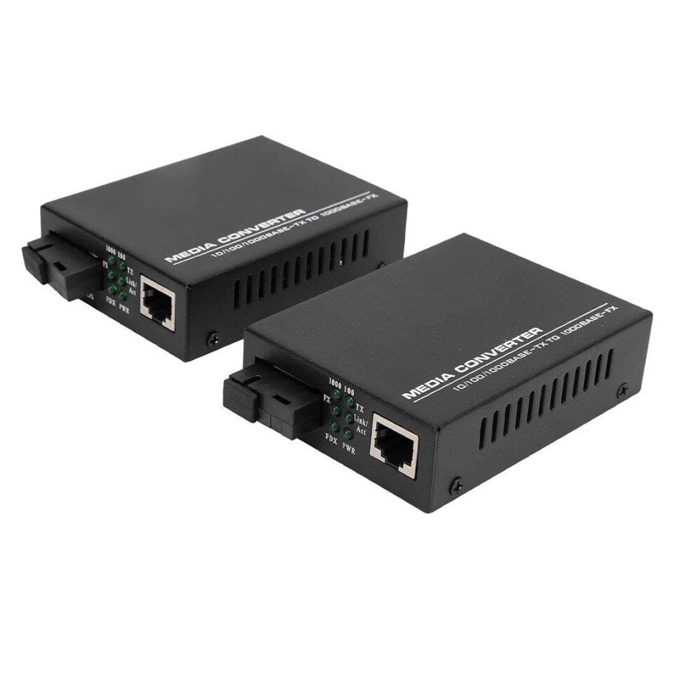 Ayt Powermaster Pm-22107 1000 Mbps 3 Km Single Mode Fiber Optik Ethernet İnternet Medya Dönüştürücü Tak Çalıştır