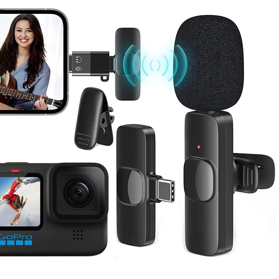Ayt Magicvoice K8 Kablosuz Type-C Vlogger Yaka Mikrofonu Android Gopro Osmo Action İphone İpad Youtuber Yayın Mikrofonu