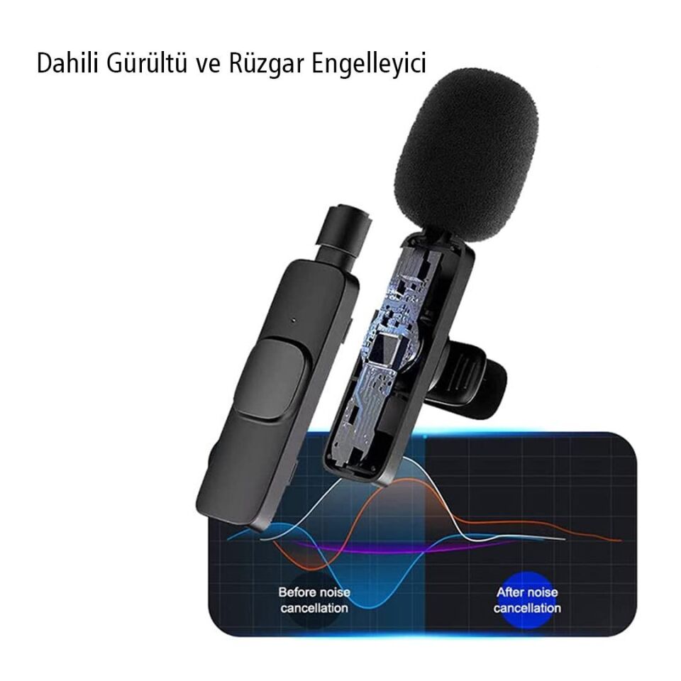 Ayt Magicvoice K8 Kablosuz Type-C Vlogger Yaka Mikrofonu Android Gopro Osmo Action İphone İpad Youtuber Yayın Mikrofonu