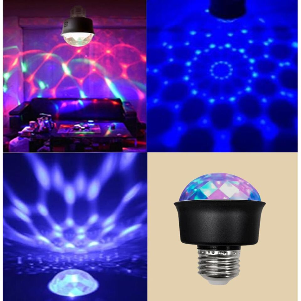 Ledx AL-KXT6882 Mini 360 Derece Led 3.3 Watt E27 Duy Rgb Renk Disko Lamba Gece Lambası Çocuk Odası