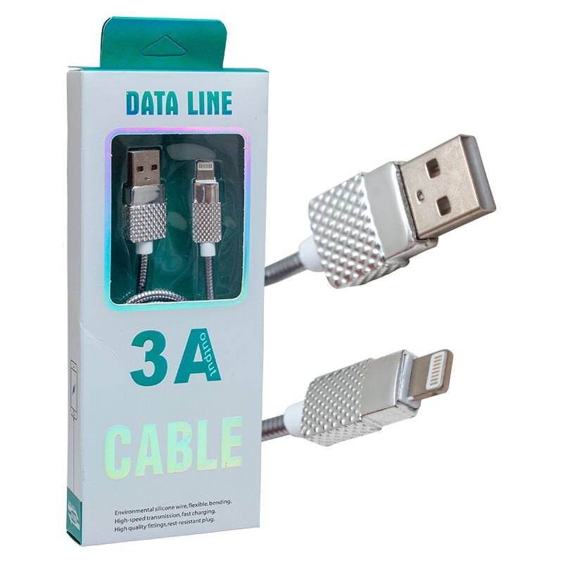 Ayt Powermaster Metal Yaylı 3 Amper Lightning USB İphone Şarj ve Data Kablosu