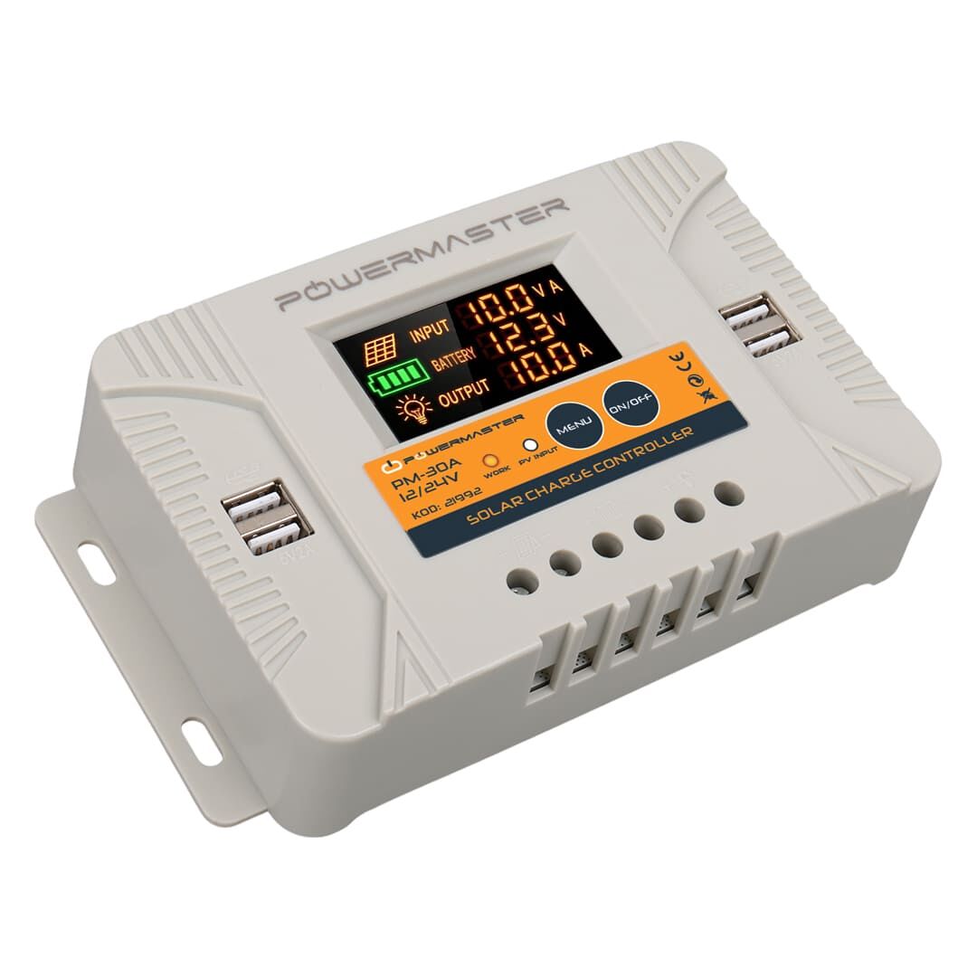 Powermaster PM-30A Dijital Otomatik Solar Güneş Enerjisi Şarj Regülatörü Voltaj Kesme Özellikli