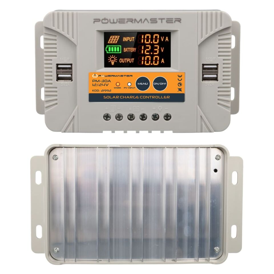 Powermaster PM-30A Dijital Otomatik Solar Güneş Enerjisi Şarj Regülatörü Voltaj Kesme Özellikli