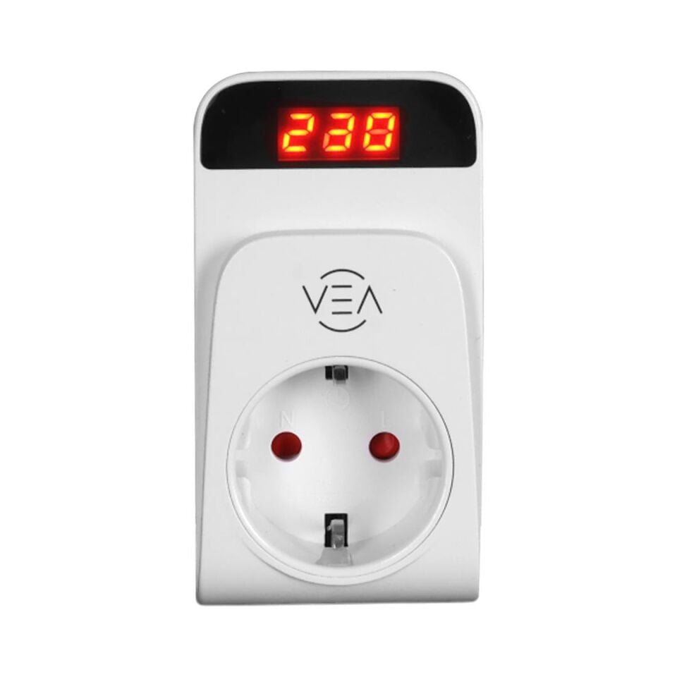 Ayt Vea VE-25530 15A 3520W Dijital Göstergeli Tekli Aşırı Yüksek Gerilim Akım Korumalı Priz