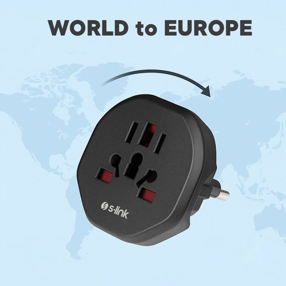 S-Link SL-WL09 Çok Amaçlı Universal Avrupa Çıkışlı - Türk Priz Çevirici