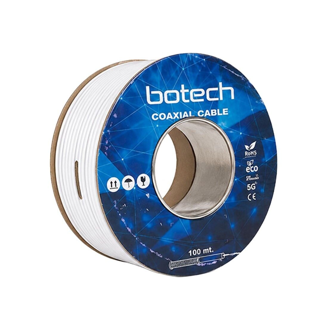 Botech RG6/U4 0.90 Mm 64X0.12 Tel CCS Makaralı Yerli Üretim Anten Kablosu 100 Metre