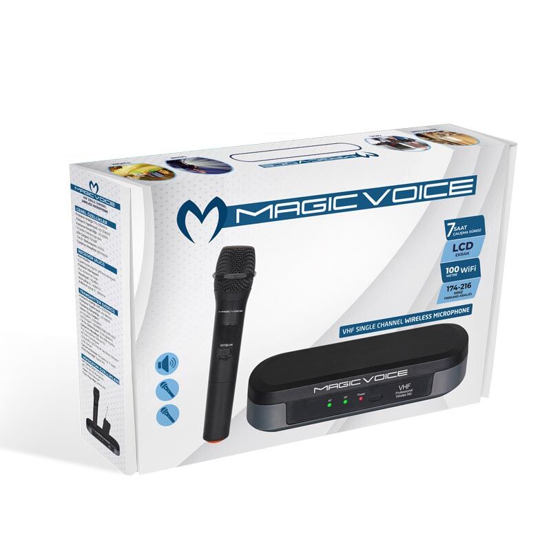 Ayt Magicvoice MV-3811 VHF El Tipi Telsiz Mikrofon Kablosuz El Mikrofonu 60 Metre Çekim Mesafesi Kablosuz Mikrofon