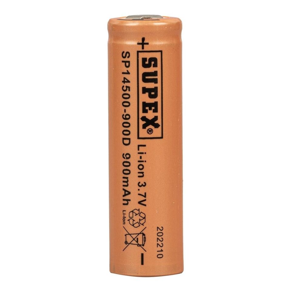 Supex 14500-900D Lityum Ion 3.7Volt 900Mah Şarj Edilebilir Başlıksız Pil