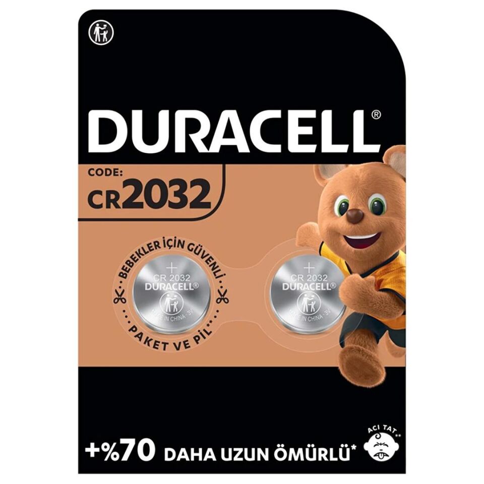 Duracell CR2032 Lityum Düğme Pil (2Li Paket)