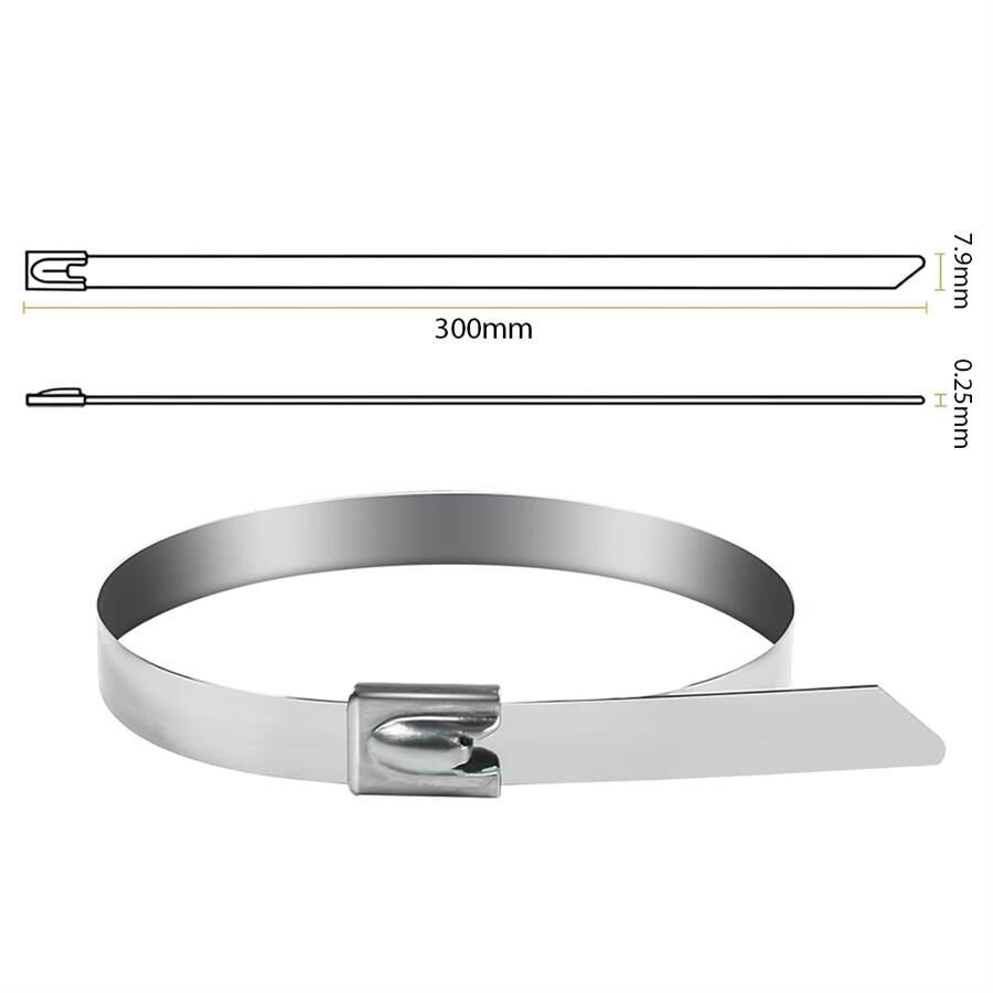 Ayt Powermaster 304 Paslanmaz Çelik Kablo Bağı 7.9x300 Mm 100 Lük Paket Klip Klemens Çırt