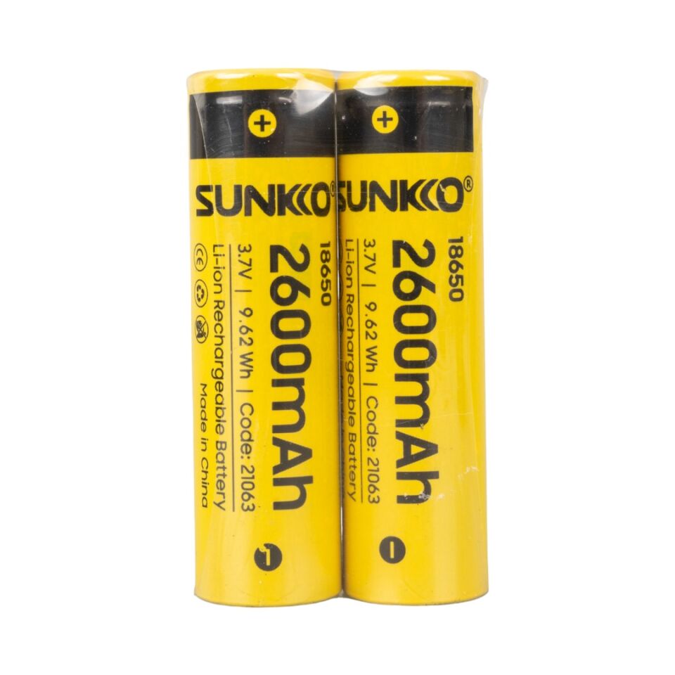 Sunkko 3.7 Volt 2600 Mah 18650 Şarj Edilebilir Pil 2 Adet Lityum İon Şarjlı Pil 18x65mm