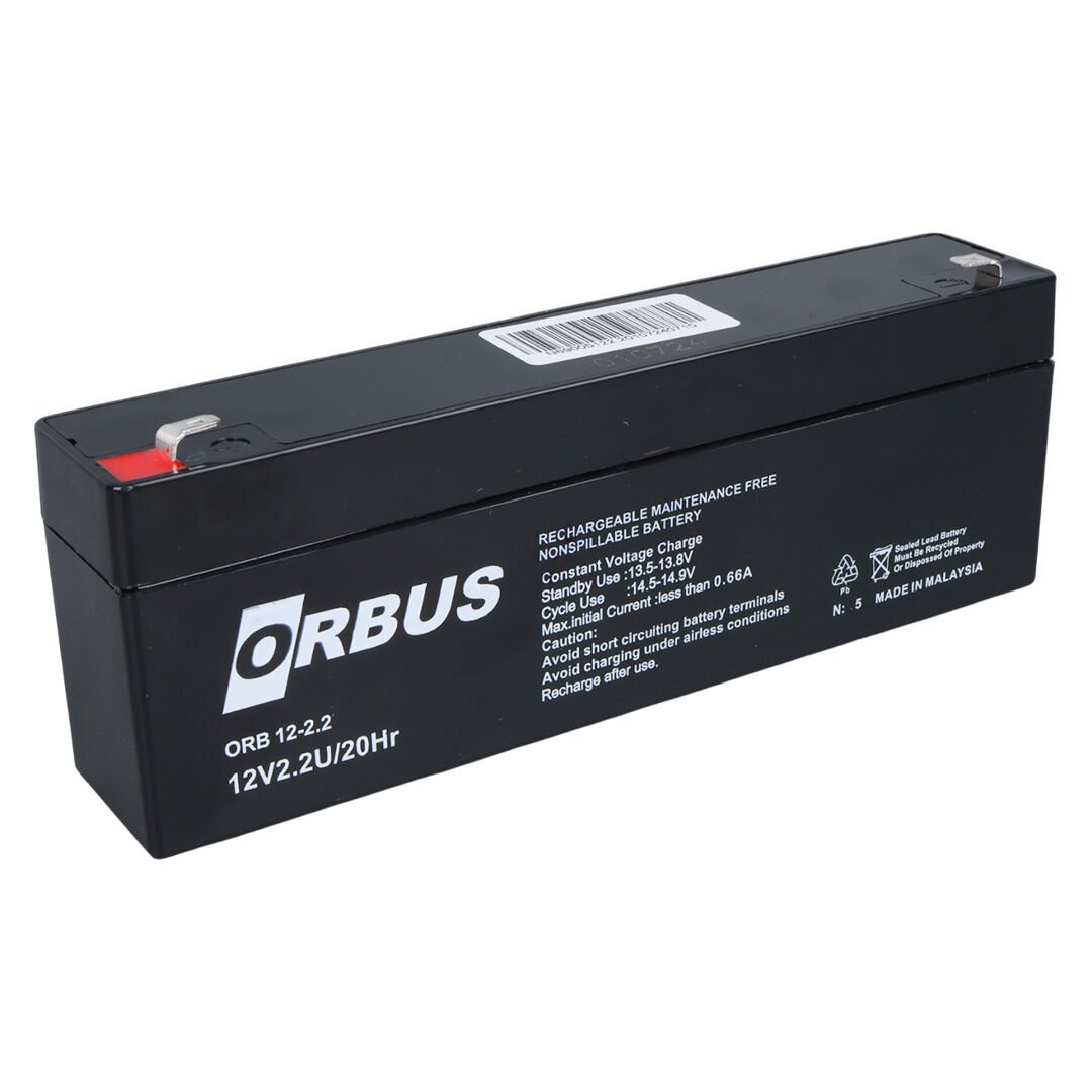 Ayt Orbus 12 Volt 2.2 Amper Yatık Uzun Akü 178x34x60 Mm Yeni Tarihli Taze Kuru Akü