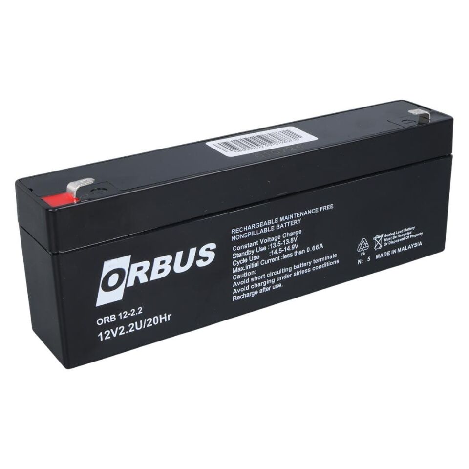 Ayt Orbus 12 Volt 2.2 Amper Yatık Uzun Akü 178x34x60 Mm Yeni Tarihli Taze Kuru Akü