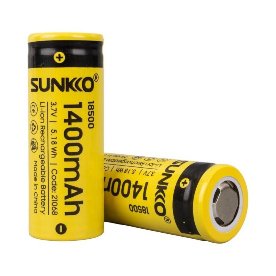 Sunkko 3.7 Volt 1400 Mah 18500 Şarj Edilebilir Pil 2 Adet Lityum İon Şarjlı Pil 18x65mm