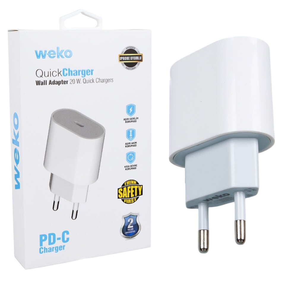 Ayt Weko WK-26524 Beyaz PD 20 Watt iPhone Type-C Hızlı Şarj Başlığı