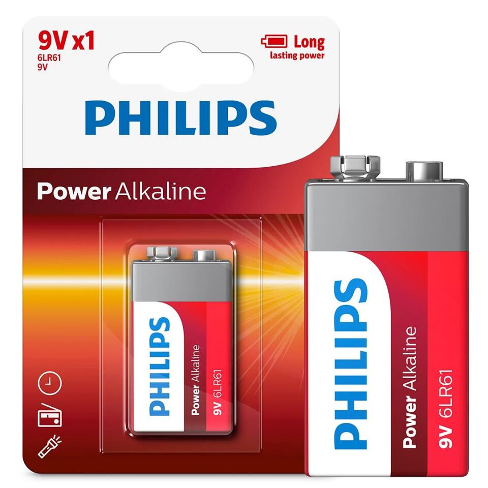 Ayt Philips 6LR61-P1B 9 Volt Power Alkalin Pil Tekli