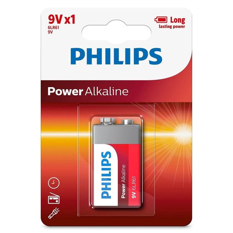 Ayt Philips 6LR61-P1B 9 Volt Power Alkalin Pil Tekli