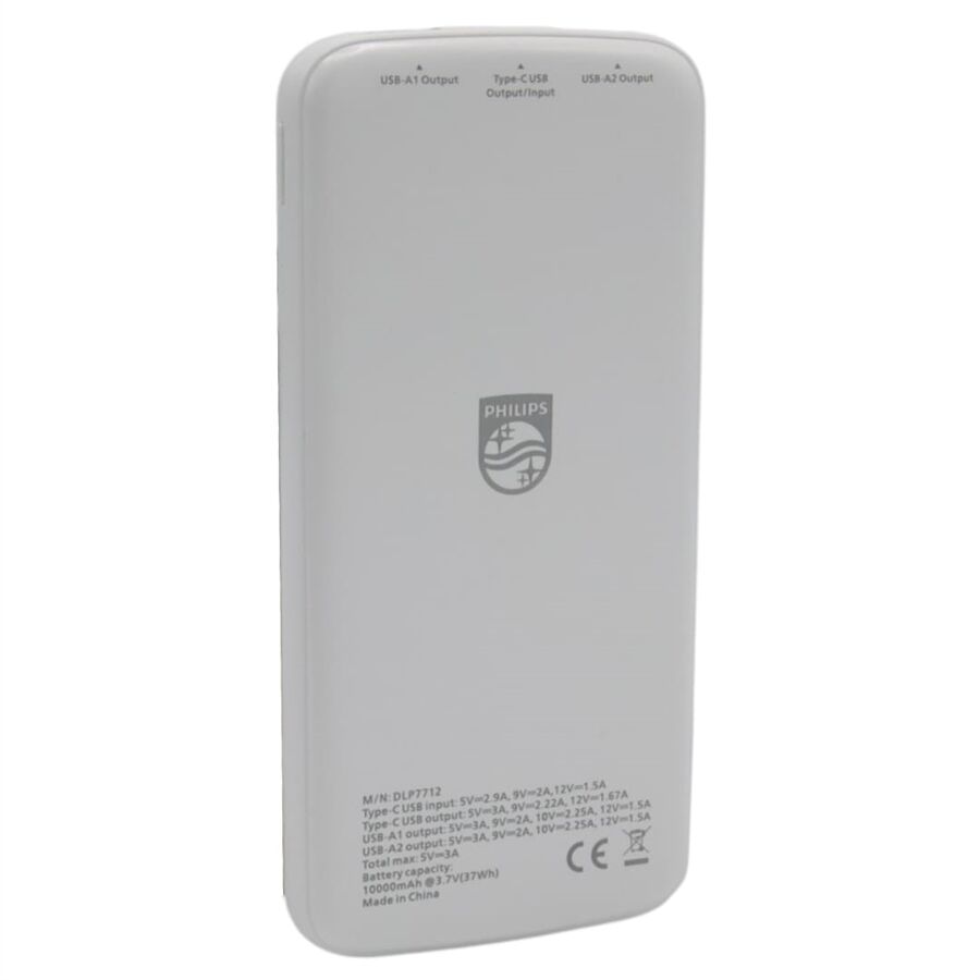 Philips DLP7712CB 10.000Mah PD Hızlı Şarj Dijital Ekranlı Beyaz Powerbank