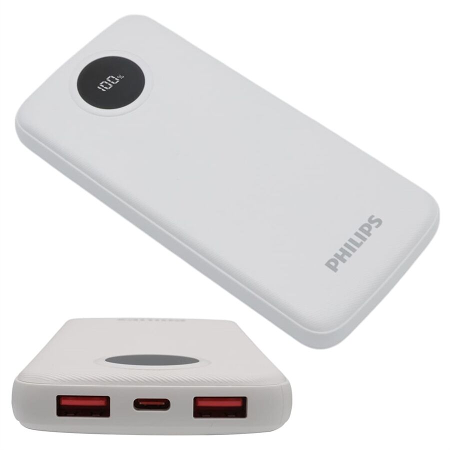 Philips DLP7712CB 10.000Mah PD Hızlı Şarj Dijital Ekranlı Beyaz Powerbank