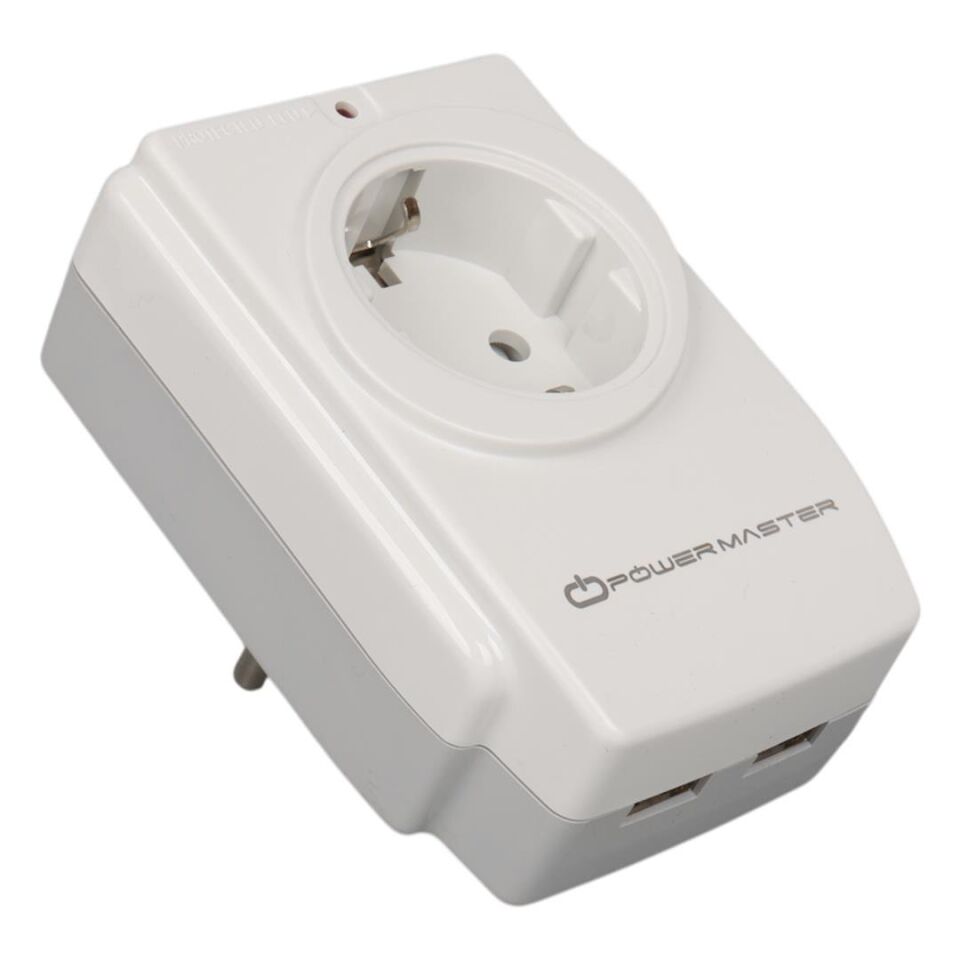 Powermaster PM-18721 16 Amper - 3680 Watt Tekli Çocuk Korumalı 2 USB'lı 1400 Joule Akım Korumalı Priz
