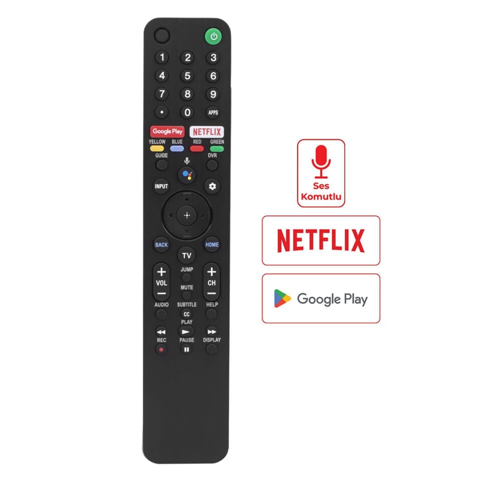 WEKO KL SONY RMF-TX500U NETFLIX-GOOGLE PLAY TUŞLU SES KOMUTLU LCD LED TV KUMANDA
