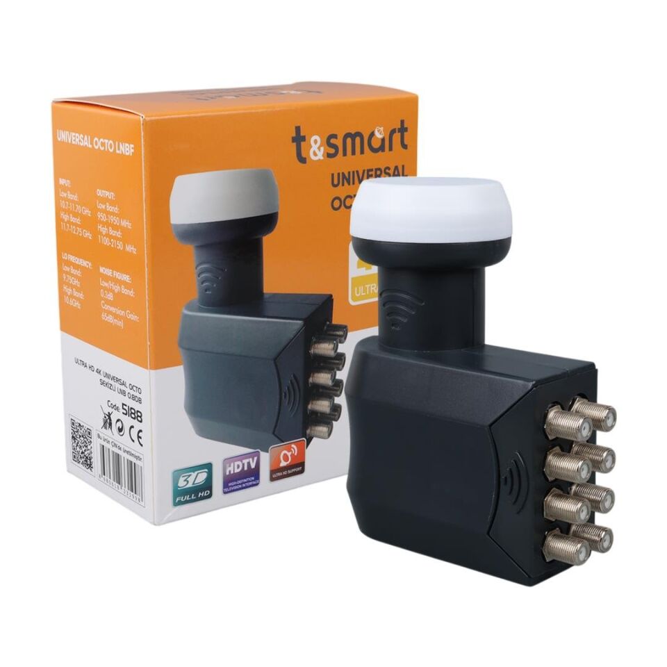 T&Smart 0.8Db Ultra HD 4K Universal Sekizli Lnb