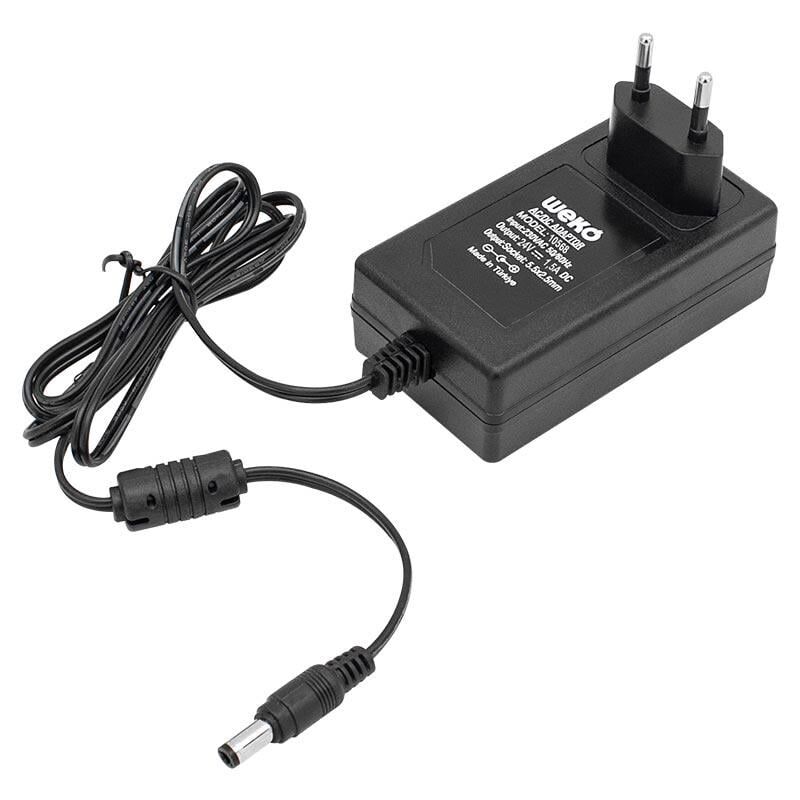 Ayt Weko 24 Volt 1.5 Amper 36 Watt Plastik Kasa Priz Tipi Adaptör 5.5x2.5 Uçlu
